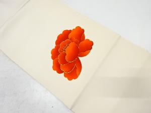 塩瀬　牡丹模様刺繍名古屋帯